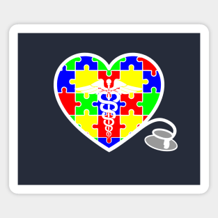 Autism Awareness Nurse Heart Magnet